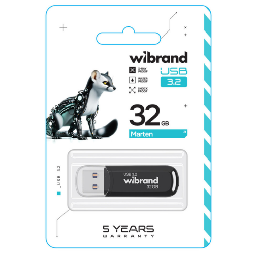 Флешка 32Гб USB 3.2 чорний Marten Gen1 Wibrand | Зображення 1
