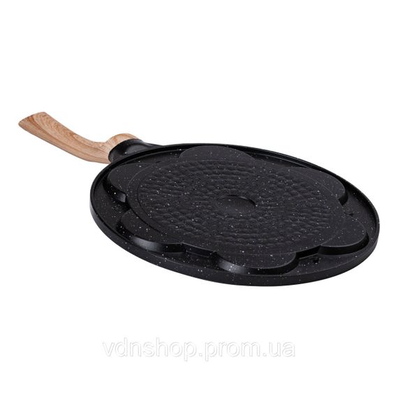 Сковорода с антипригарным покрытием 26 см для блинов, яиц и оладьев, 7-секционная круглая черная HP-39-582-B | Зображення 3