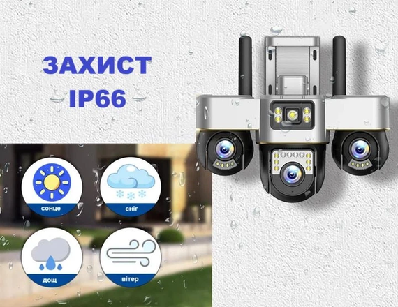 Вулична 4G камера відеоспостереження 15MP , 3 об'єктива /Поворотна камера спостереження / Smart Net Camera SC28 V380 PRO | Зображення 2