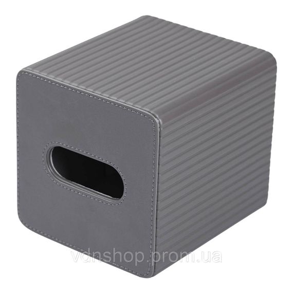 Серветниця з еко шкіри настільна 13х13х14.5 см органайзер для серветок Сірий HP-3-201G | Зображення 3
