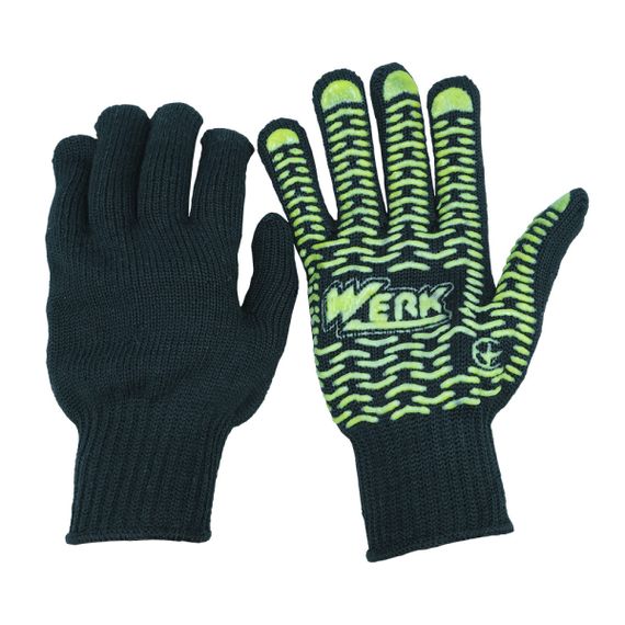 Перчатки ХБ черные, желтый ПВХ Werk WE2165