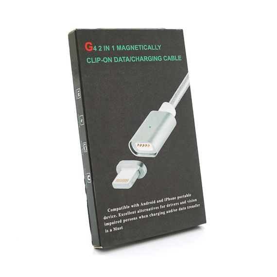 Магнітний кабель USB 2.0/Lighting, 1m, 2А, індикатор заряду, обплетення тканини, знімач, Gold, Blister ( під наконечник 1938 ) | Зображення 3