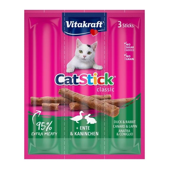 Ласощі для котів Vitakraft Sticks з кроликом та качкою, 3 шт х 6 гр