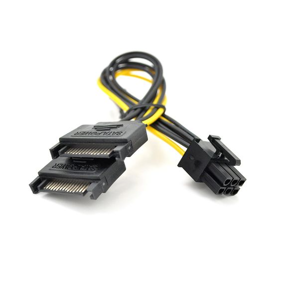 Кабель-переходник для питания видеокарты SATA+SATA->6P | Зображення 1