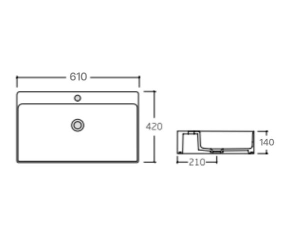 Раковина підвісна Qtap Nando LT 610х420х140 мм, White, прямокутна, без донного клапана QT12116146W | Зображення 1
