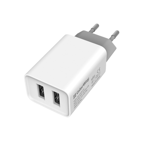 Зарядний пристрій мережевий 2USB 2,1А 10W білий ColorWay CW-CHS015-WT