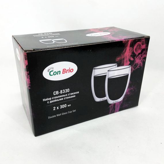 Набор стаканов с двойным дном Con Brio CB-8330-2 300 мл XY-848 2 шт | Зображення 5