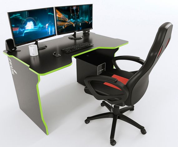 Стол компьютерный ZEUS TRON Stalker черныйзеленый Стол ZEUS TRON Stalker черныйзеленый | Зображення 1