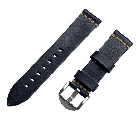 Кожаный ремешок Primolux C052 Silver Buckle для часов Samsung Galaxy Watch 3 41mm (SM-R850) - Black | Зображення 2