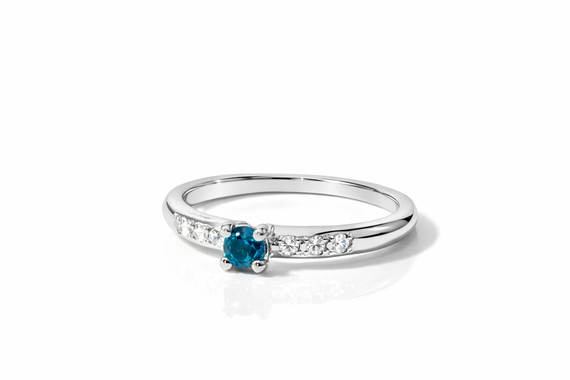 Элегантное кольцо из белого золота с  топазом London Blue К-0575 15.5 | Зображення 2