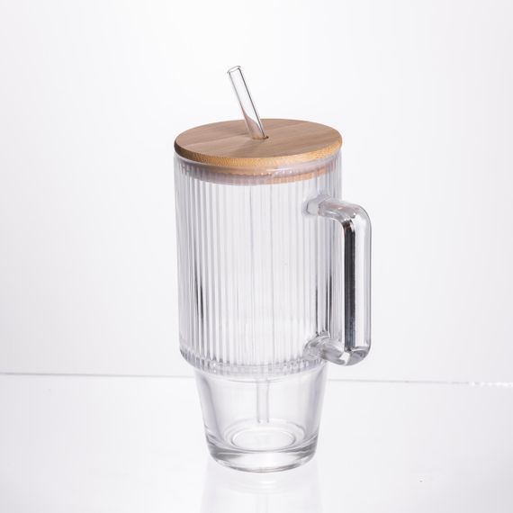 Кружка скляна з кришкою і трубочкою 750 (мл) HP-19-48 | Зображення 1