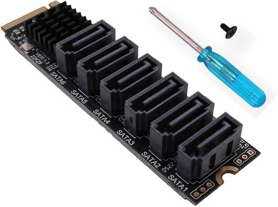 Адаптер-конвертер WANGCL M2 NGFF NVME M-Key PCI Express в SATA 3.0 6 Гбит/с, 6 портов, плата расширения для жесткого диска