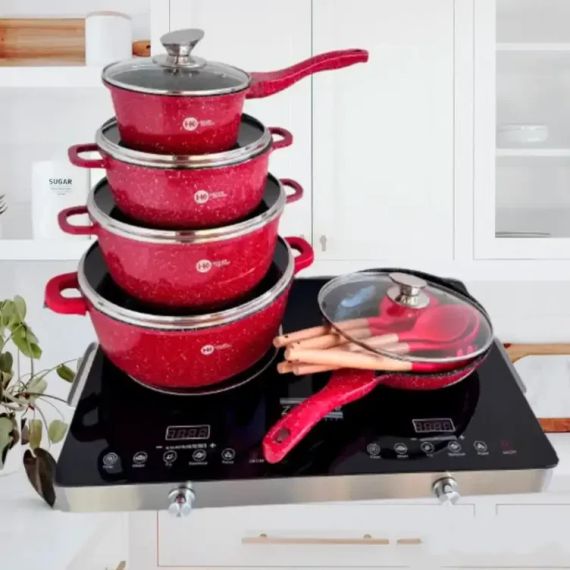 Набір посуду Higher Kitchen HK-305 17 предметів Червоний | Зображення 3