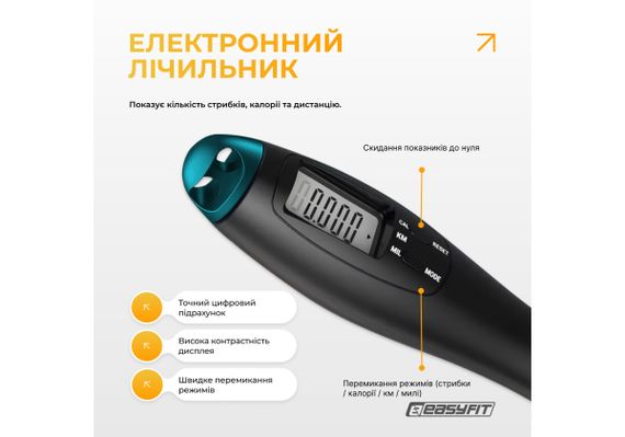 Скакалка для боксу EasyFit TwinRope 2,8 м чорний-зелений (EF-1909-GN) | Зображення 2