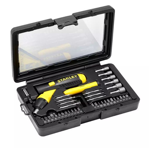 Викрутка Stanley Pistol Grip Ratchet з храповим механізмом та змінними бітами (0-63-038)