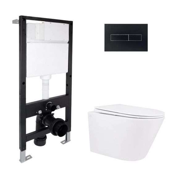 Готовое решение Qtap для ванной комнаты: подвесной унитаз Swan Rimless 520x360x320 + комплект инсталляции Standard (линейная