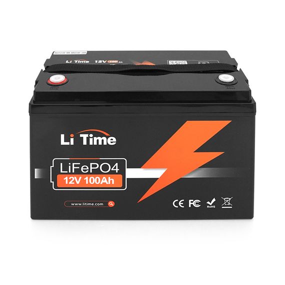 Акумуляторна батарея Li-TIME LiFePO4 12.8V 100Ач 1280Wh,(100/100A) M8, 329*172*214mm | Зображення 1