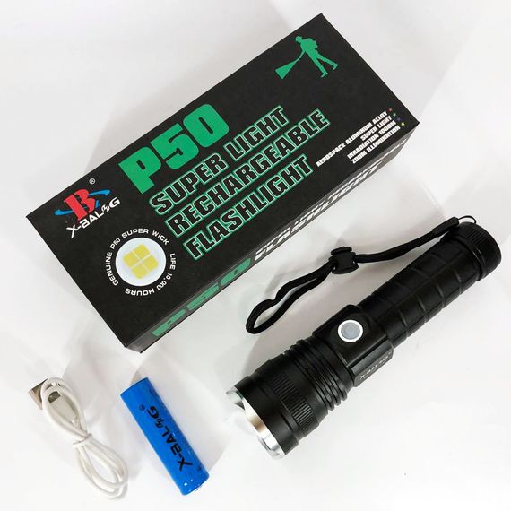 Карманный фонарь Bailong BL-P03-P50 с usb зарядкой | Мощный карманный фонарик | Мощный FW-314 ручной фонарик | Зображення 9