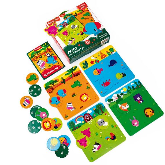 Гра настільна "Fisher Price. Лото. Вивчаємо тварин" VT2910-01, 4 гральні поля | Зображення 1