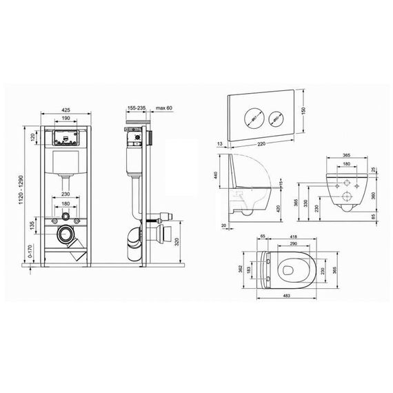 Готовое решение Qtap для ванной комнаты: подвесной унитаз Taurus Ultra Quiet 485×360×350 + комплект инсталляции Nest 4 в 1 | Зображення 1