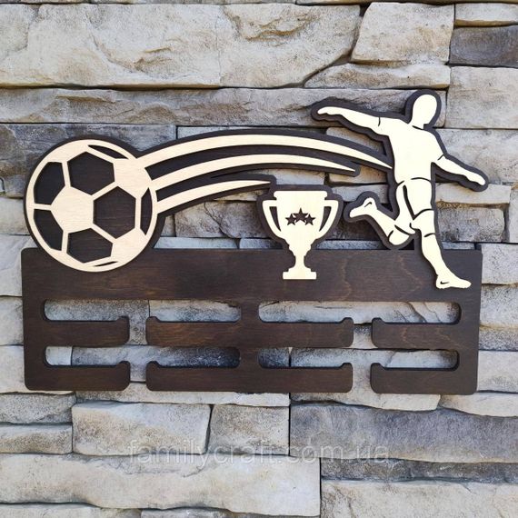 Медальница Деревянный держатель для медалей Органайзер для наград футбол | Зображення 2