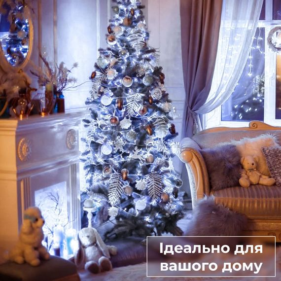 Гирлянда нить светодиодная GarlandoPro 50 LED 6м 8 режимов гирлянда новогодняя Белый W100LEDW | Зображення 5