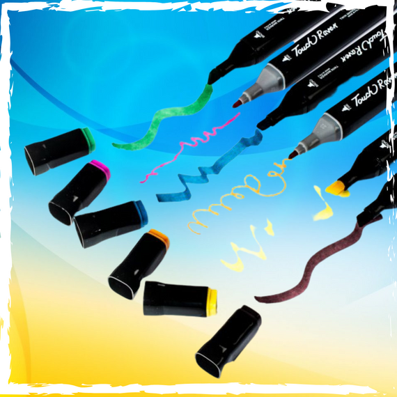 Набор скетч маркеров для рисования Touch Raven 36 шт. Двусторонние профессиональные фломастеры | Зображення 2