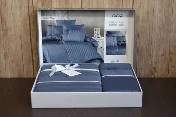 Комплект постільної білизни First Choice Deluxe Satin 200х220 Modalife Denim | Зображення 3