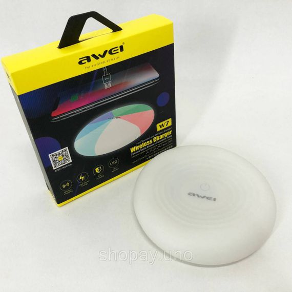 Бездротова зарядка з підсвічуванням 7 кольорів 10W 7 COLOR Awei W7 + WIRELESS CHARGE TO-43 | Зображення 5