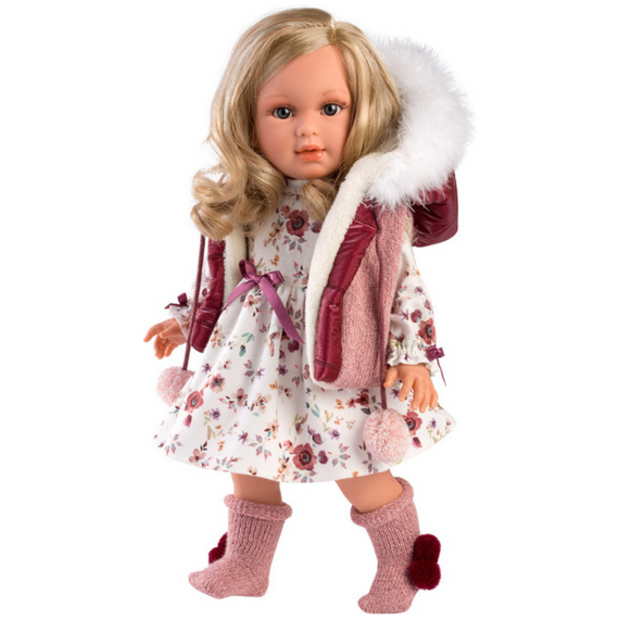 Испанская Кукла Llorens Коллекционная Виниловая Девочка со Светлыми Волосами в Платье и Жилетке Ллоренс 40 см