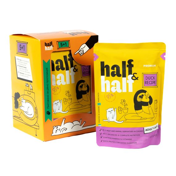 Набір паучів HalfHalf д/дорослих котів качка/соус 5+1 | Зображення 3