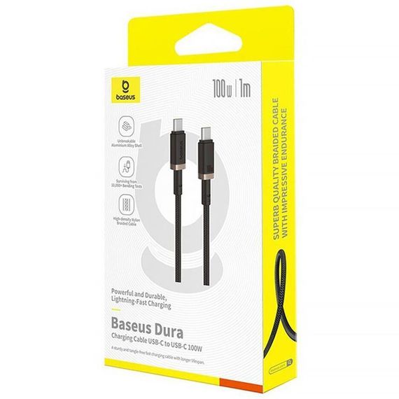 Дата кабель Baseus Dura Series Fast Charging Type-C to Type-C 100W (1m) (P10377803U01) Gold / Black | Зображення 3