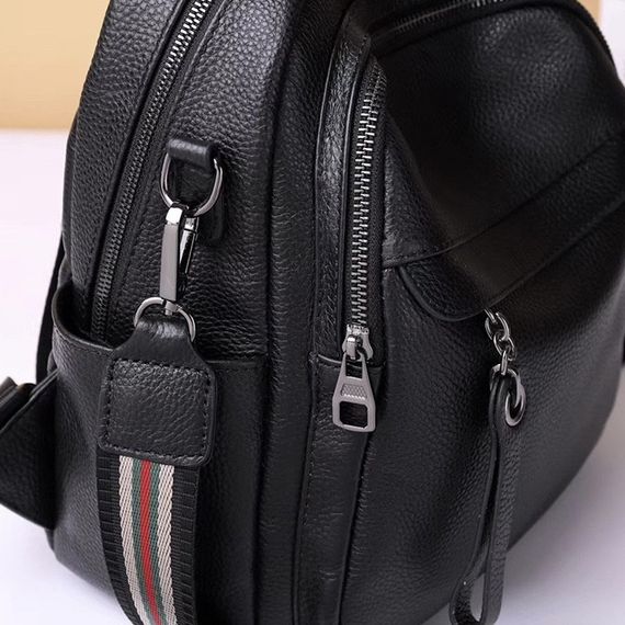 Жіночий шкіряний рюкзак міський. Модний рюкзак жіночий. Рюкзак з натуральної шкіри чорний 27735 | Зображення 5