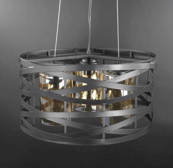 Люстра підвісна LOFT на 3 лампочки 25795 Чорний 40-90х40х40 см. | Зображення 1