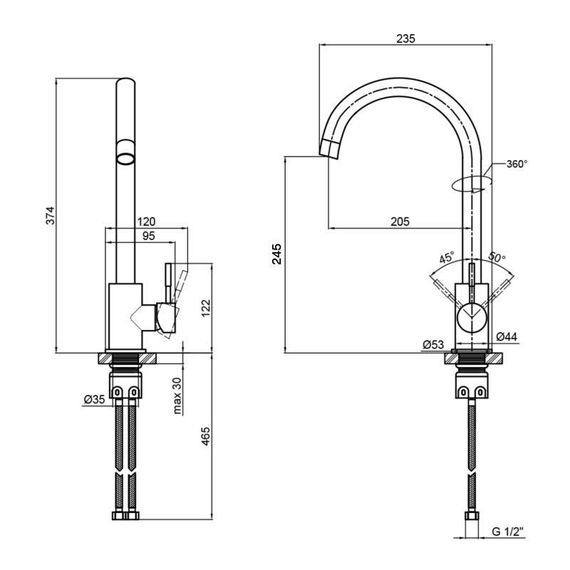 Смеситель для кухни Lidz Aria 015F (k35) LDARI015FGRE34950 Grey | Зображення 1