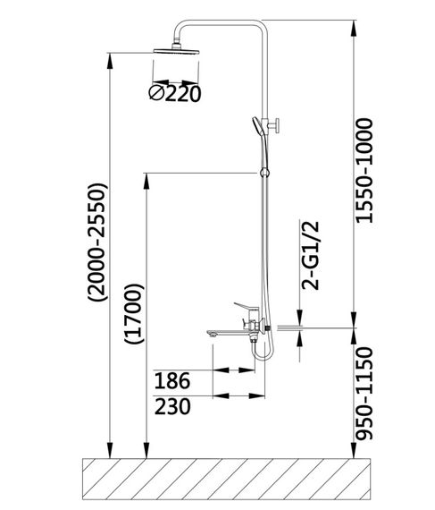 Душова система універсальна Qtap Presto Chrome/White QTPRE111CRW45580 | Зображення 1