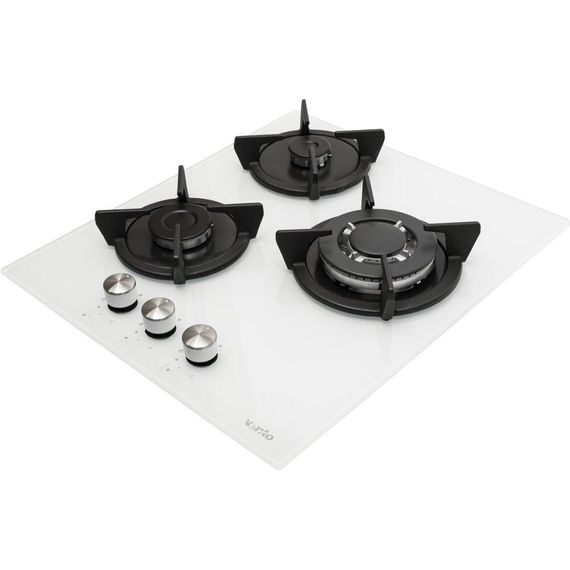 Газовая панель три конфорки Ventolux HG430-G3G CEST (WH) белое стекло | Зображення 2