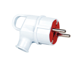 Вилка В 16 євро кутова з заземленням біла з кільцем Ny95000070