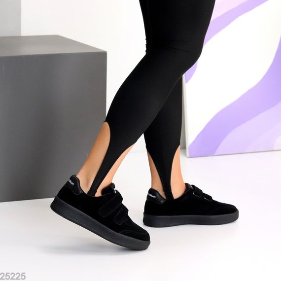 Повсякденні чорні кеди на липучках натуральна замша в асортименті | Зображення 3