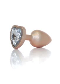 Анальная металлическая пробка Plug-Jewellery Pearl Gold Heart PLUG- Clear S sexstyle