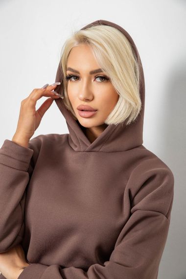 Спортивний костюм жіночий на флісі, колір коричневий, 257R87 | Зображення 4