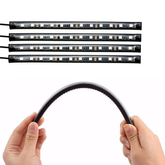 Світлодіодна RGB підсвітка в авто з пультом та світломузикою, HR-01678 / Кольорове підсвічування салону автомобіля | Зображення 2