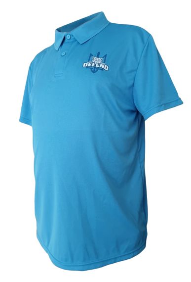 Футболка ПОЛО с коротким рукавом с принтом DEFEND (Кулмакс) голубая M(46) | Зображення 4