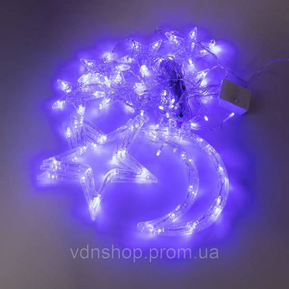 Електрична гірлянда Зірка штора 3 метри на вікно для фотозон синя WYF11BL | Зображення 5