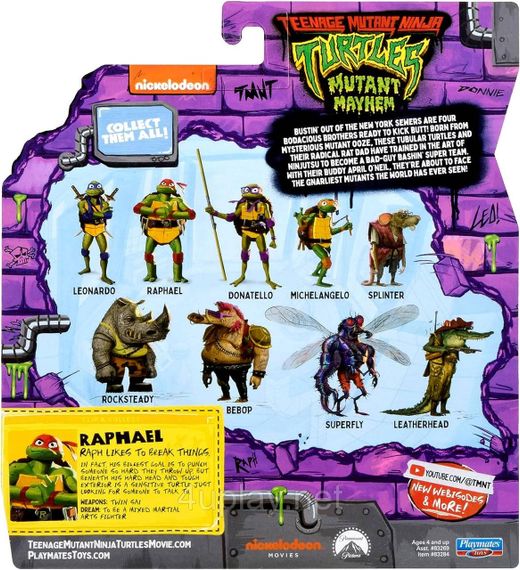 Фігурка Черепашки-ніндзя Рафаель 12 см Teenage Mutant Ninja Turtles Mutant Mayhem 4.6” Raphael TMNT Оригінал | Зображення 6