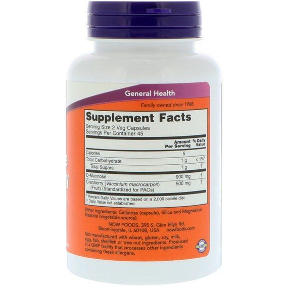 Клюква NOW Foods Mannose Cranberry 90 Veg Caps | Зображення 1