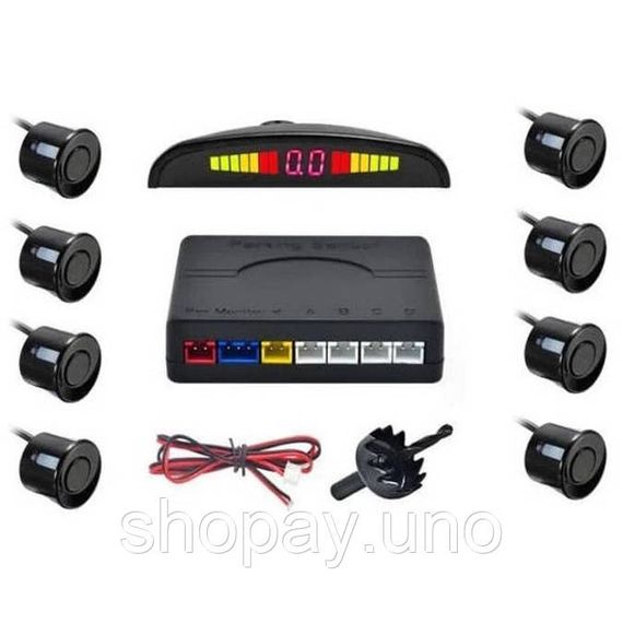 Парктронік (паркувальний радар) Assistant Parking Sensor, 8 чорних датчиків QK-62 | Зображення 1