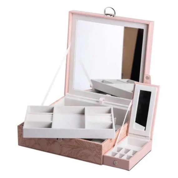 Скринька для прикрас з еко шкіри 2 яруси із замком органайзер для ювелірних виробів HP-5-22P | Зображення 2