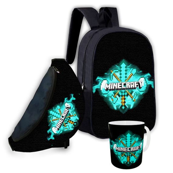 Набір дитячий Майнкрафт Кріпер "Minecraft" рюкзак 36х27см сумка-бананка, кружка з принтом для хлопчика (01554)