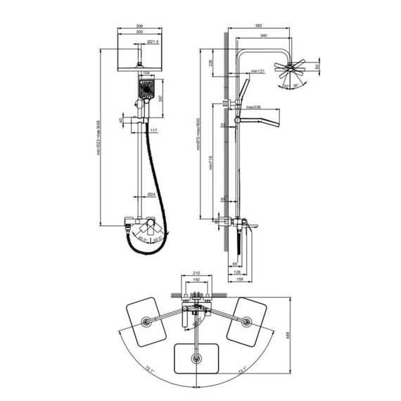 Душова система латунна універсальна Lidz Orion 1030 на три споживача (з виливом) (k35) LDORI1030CRM48092 Chrome | Зображення 1